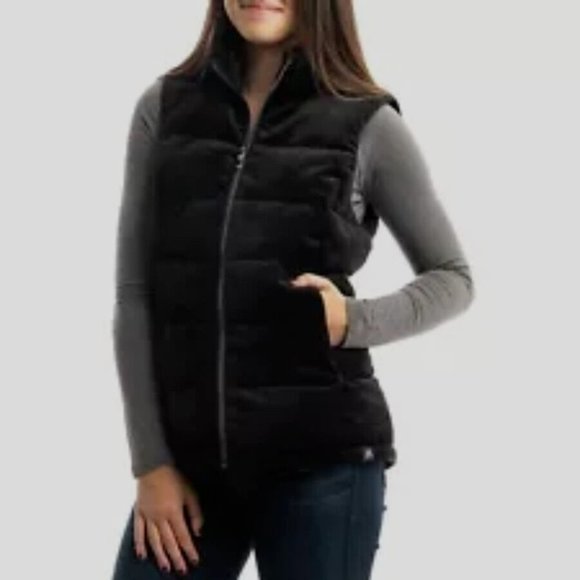 Zeroxposur Black Vest Small Black NWT Puffer Quilted Velour Front Zip Po… - Picture 3 of 14